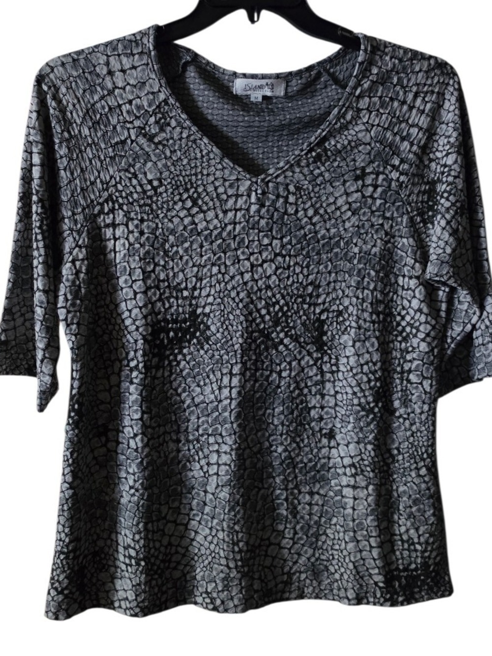 Island Collection Gray 3/4 Sleeve Blouse Medium